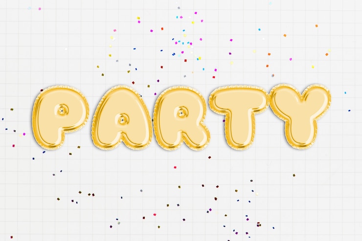 Gratis Foto feesttekst in ballonlettertype