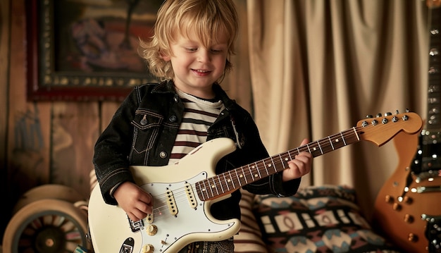 Figuur die elektrische gitaar speelt