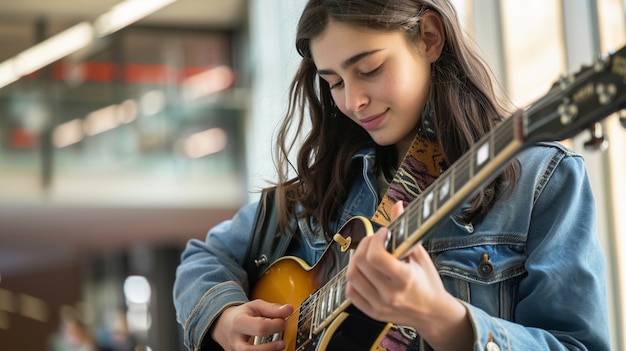 Gratis foto figuur die elektrische gitaar speelt