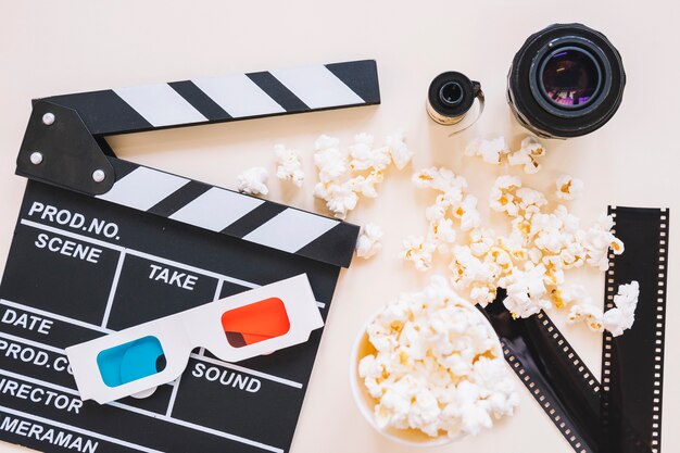 Filmklapper en filmvoorwerpen