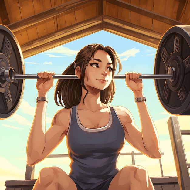 Fit cartoon personage training