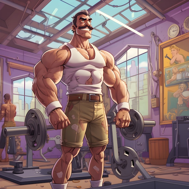 Fit cartoon personage training