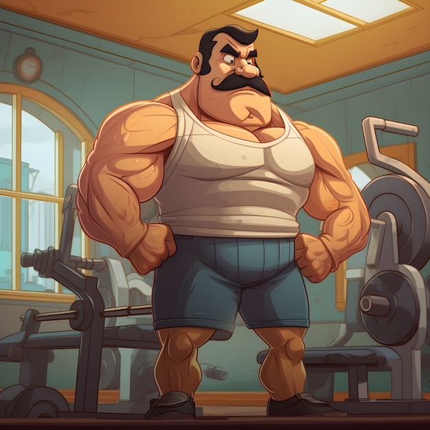 Fit cartoon personage training