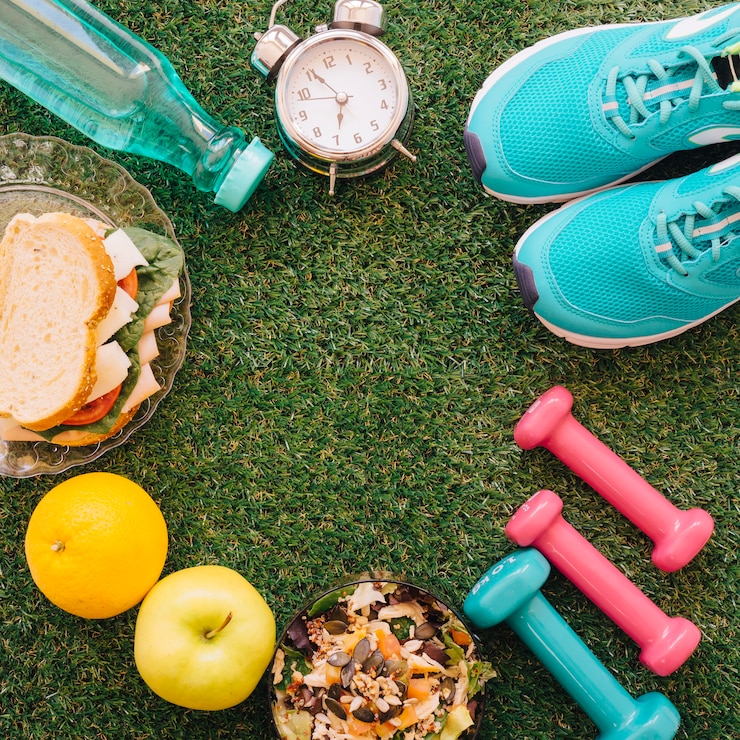 Gratis Foto fitness samenstelling met ruimte in het midden