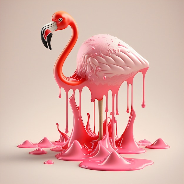 Flamingovogel aan het smelten