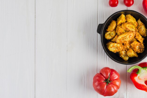 Flat lay compositie van Mexicaans eten met copyspace