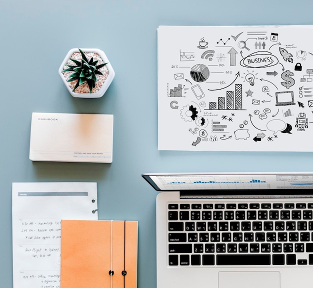 Flat lay van het bedrijfsconcept