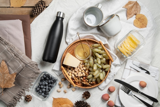 Flay lag heerlijk eten picknick stilleven