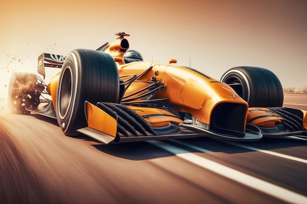 Gratis foto formule raceauto in beweging met onscherpe achtergrond