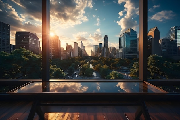 fotografie shot van een stad van een hoge verdieping venster uitzicht