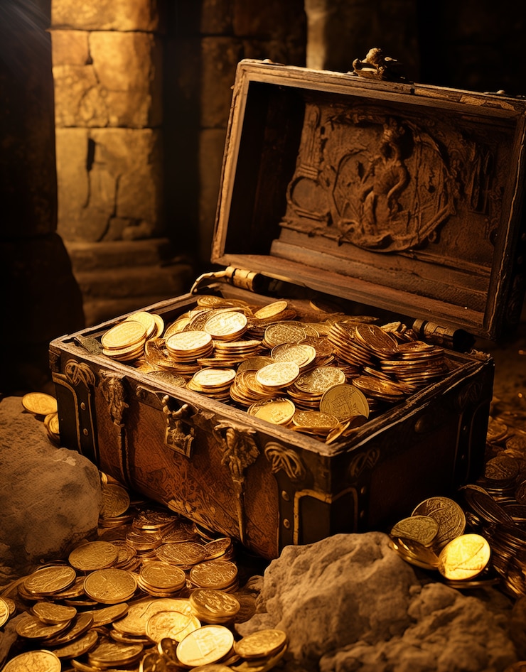 Gratis Foto fotorealistisch geld met kist
