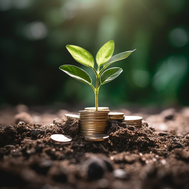 Fotorealistisch geld met plant