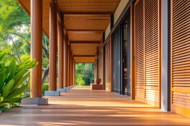 Fotorealistisch houten huis met houten structuur