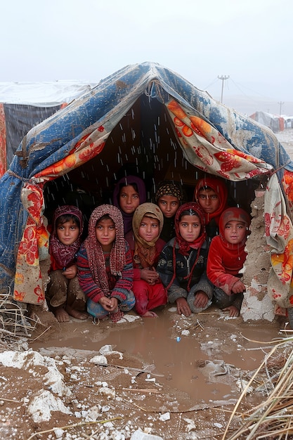 Fotorealistisch kind in vluchtelingenkamp