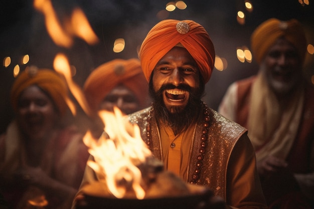 Gratis foto fotorealistisch lohri-festival met een man die viert