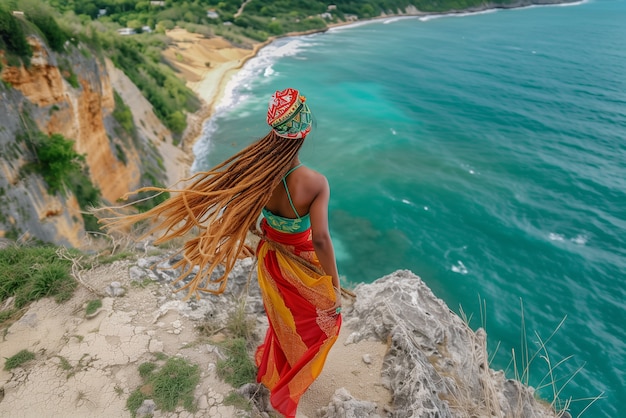 Gratis foto fotorealistisch portret van een afrikaanse rastafari-vrouw met dreads