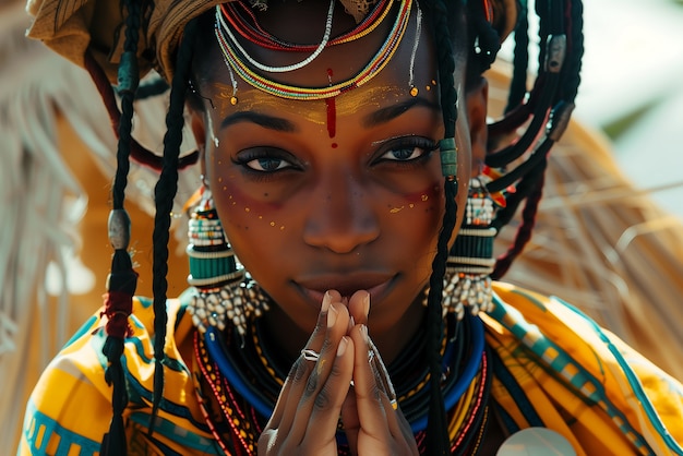 Gratis foto fotorealistisch portret van een afrikaanse vrouw