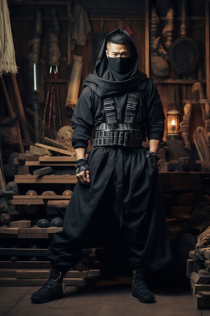 Fotorealistisch portret van een mannelijke ninja-krijger