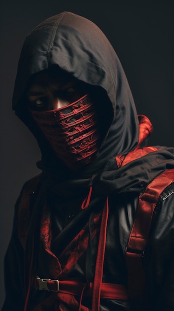 Fotorealistisch portret van een mannelijke ninja-krijger