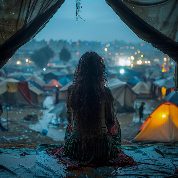 Gratis foto fotorealistisch vluchtelingenkamp