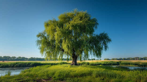 Fotorealistische afbeelding van een boom in de natuur met takken en stam