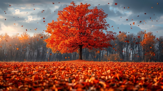 Fotorealistische afbeelding van een boom in de natuur met takken en stam