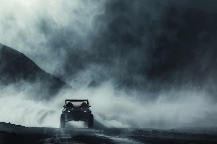 Gratis Foto fotorealistische afbeelding van een off-road auto met natuur, terrein en weersomstandigheden