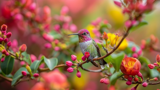 Gratis foto fotorealistische afbeelding van een prachtige kolibrie in haar natuurlijke habitat