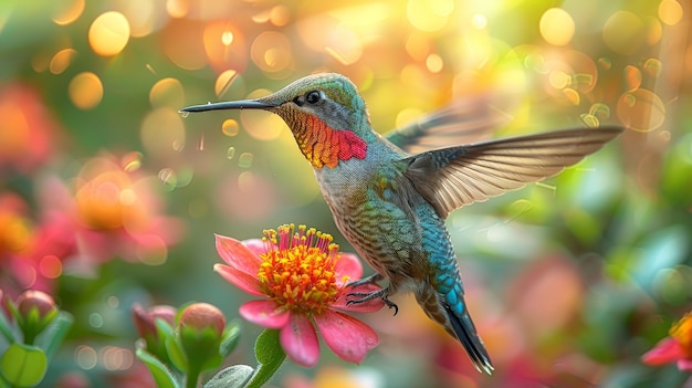 Gratis foto fotorealistische afbeelding van een prachtige kolibrie in haar natuurlijke habitat
