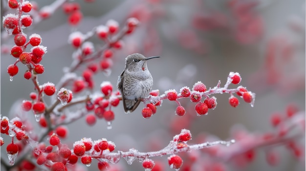 Fotorealistische afbeelding van een prachtige kolibrie in haar natuurlijke habitat