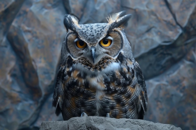 Gratis foto fotorealistische afbeelding van een uil met veren in de natuur