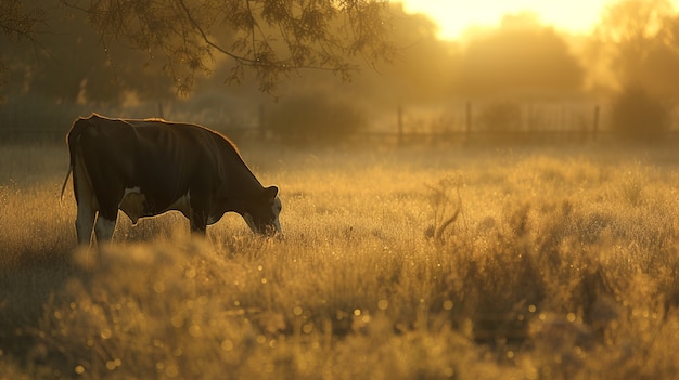 Gratis foto fotorealistische afbeelding van koeien die buiten grazen