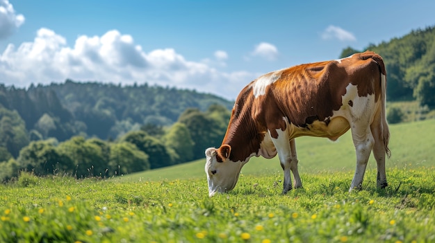 Fotorealistische afbeelding van koeien die in de natuur buiten grazen