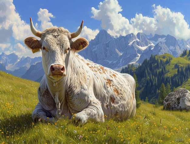Gratis foto fotorealistische afbeelding van koeien die in de natuur buiten grazen