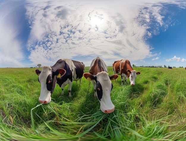 Fotorealistische afbeelding van koeien die in de natuur in de open lucht grazen