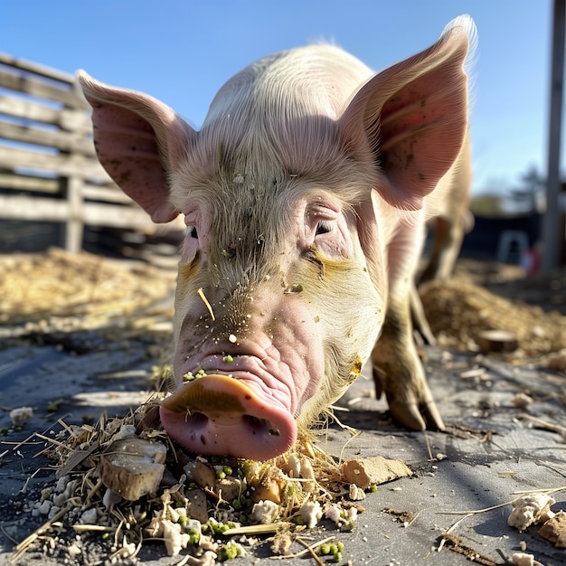 Gratis foto fotorealistische boerderijscène met varkens