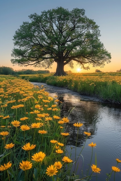 Fotorealistische boom met takken en stam buiten in de natuur