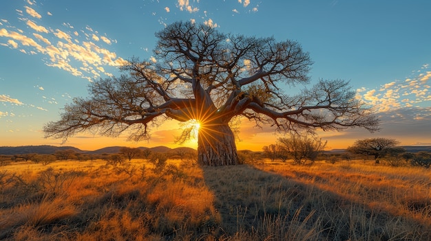 Fotorealistische boom met takken en stam buiten in de natuur