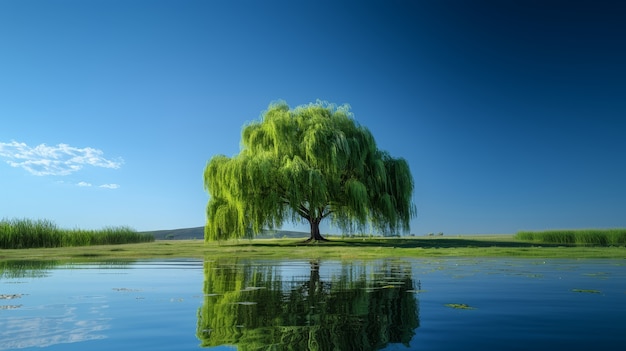 Fotorealistische boom met takken en stam buiten in de natuur