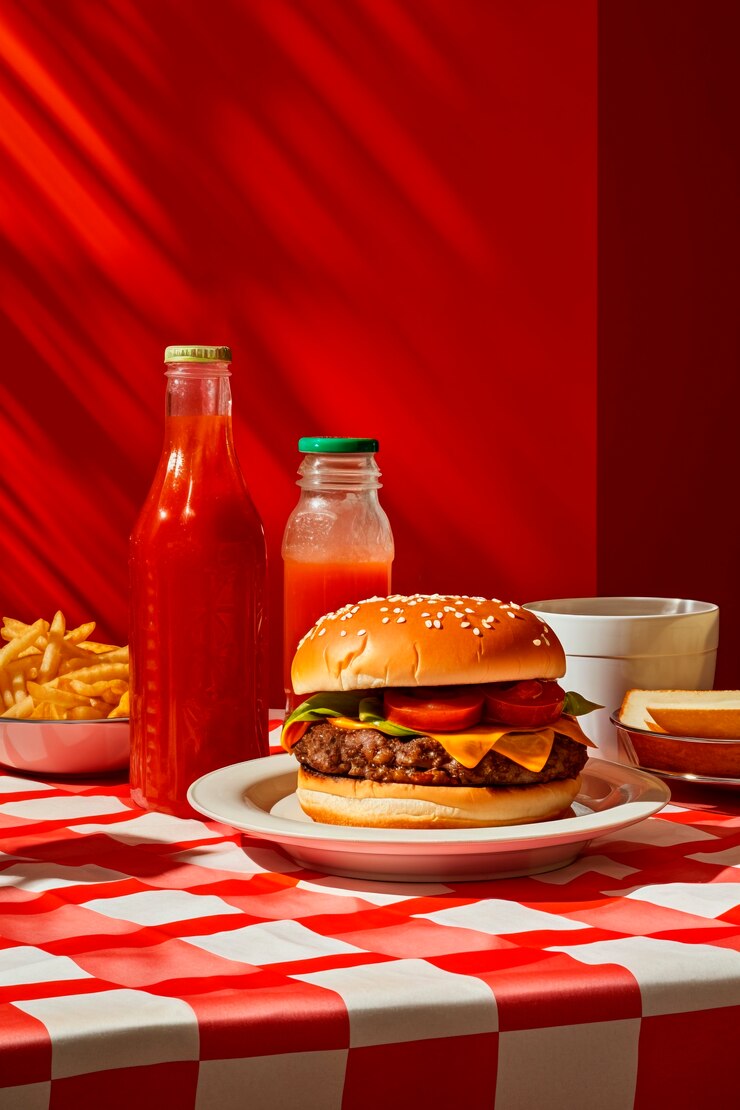Gratis Foto fotorealistische burgermaaltijd