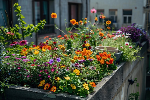 Fotorealistische duurzame tuin met zelfgeteelde planten