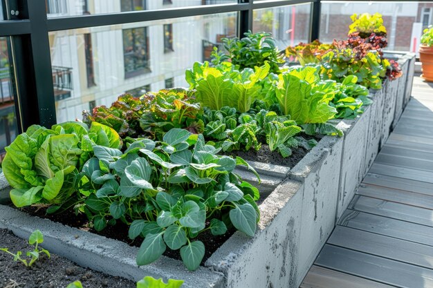 Fotorealistische duurzame tuin met zelfgeteelde planten