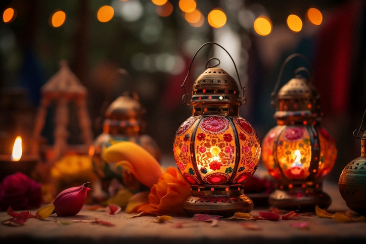Gratis Foto fotorealistische lohri-festivalviering met lantaarns