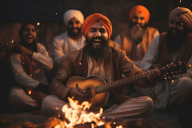 Gratis foto fotorealistische lohri-festivalviering met mensen