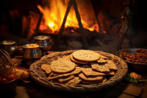 Fotorealistische lohri-festivalviering met traditioneel eten