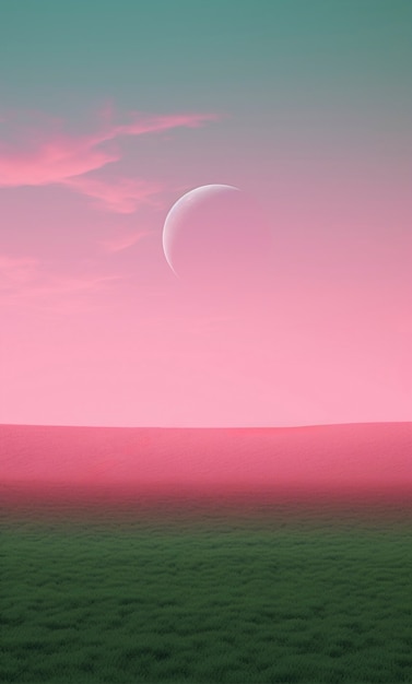 Fotorealistische maan met abstract landschap