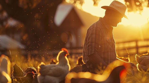 Fotorealistische scène van een pluimveeboerderij met kippen