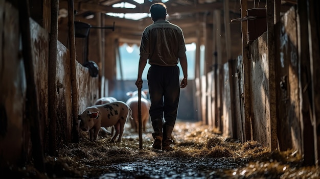 Gratis foto fotorealistische scène van een varkensboerderij met dieren