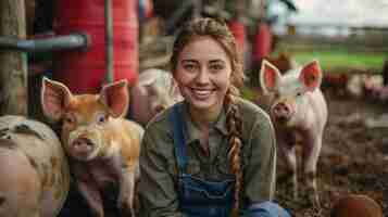 Gratis foto fotorealistische scène van een varkensboerderij met dieren