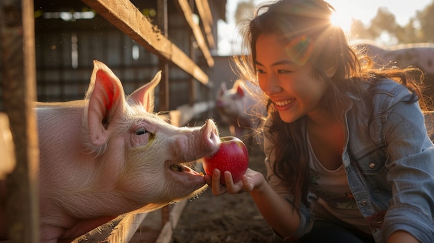 Gratis foto fotorealistische scène van een varkensboerderij met dieren